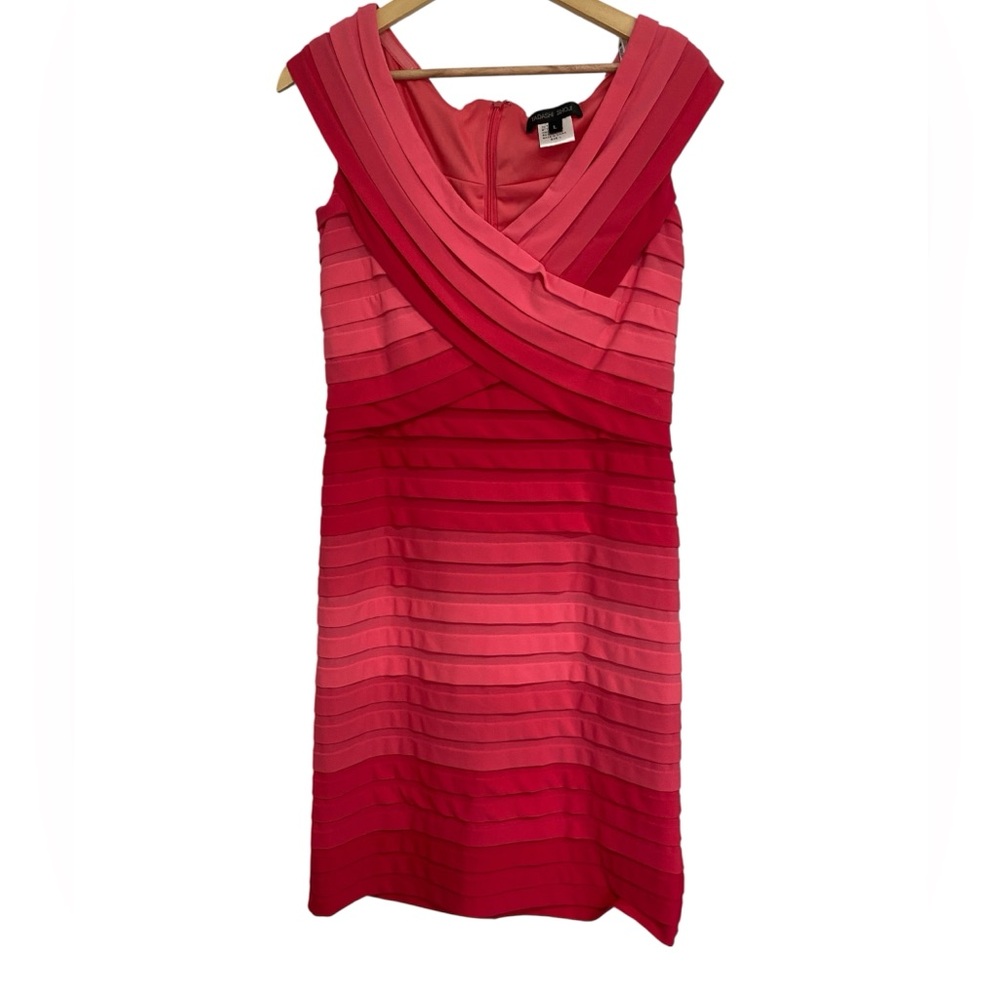 Tadashi Shoji pink pleated ombré cocktail dress